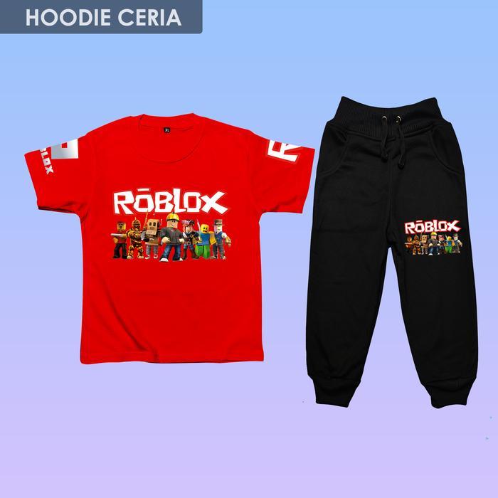Premium Setelan Baju Roblox Anak - Kaos Roblox - Set Kaos Dan Celana Anak Gambar Roblox Original