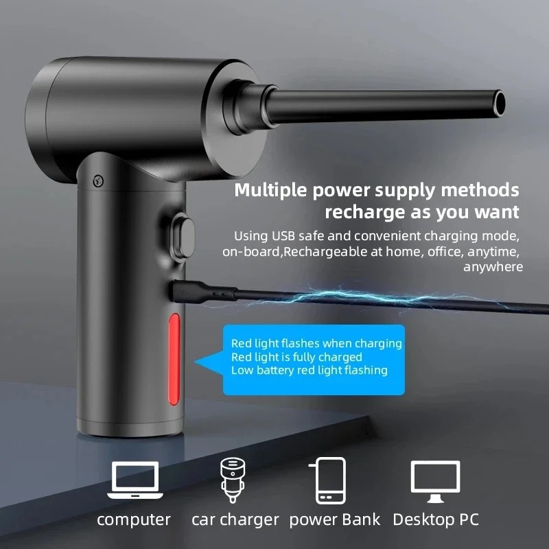 Zai Xiao Wireless Air Duster 50000 RPM Dust Blowing Gun USB Compressed Air Blower Cleaning for