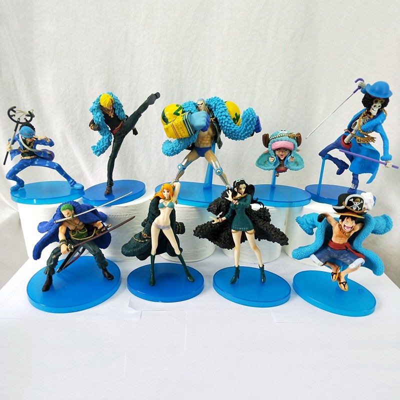 One Piece 20th Anniversary Anime Figures Blue Clothes Luffy Nami Robin Zorro Action Figure