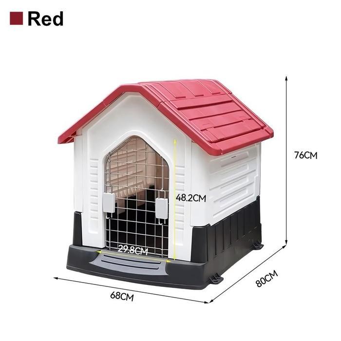 KANDANG ANJING & KUCING DENGAN PINTU PLASTIK RUMAH KUCING INDOOR & OUTDOOR WATERPROOF