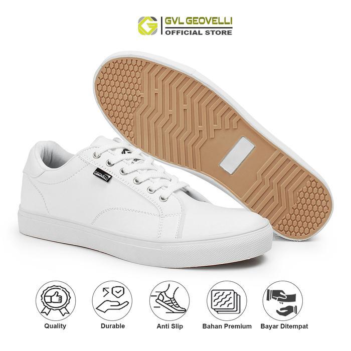 Promo Gvl Geovelli G-3104 Sepatu Sneakaers Putih Pria Kasual Santai Full White Sneakers Geovelli