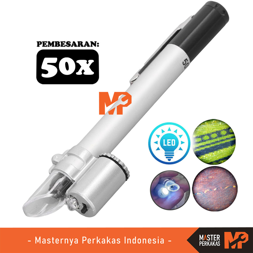 MP Pena Mikroskop LED 50X AL23 / Portable Microscope Lampu Saku Mini / Tekstil Percetakan Kain Perhi