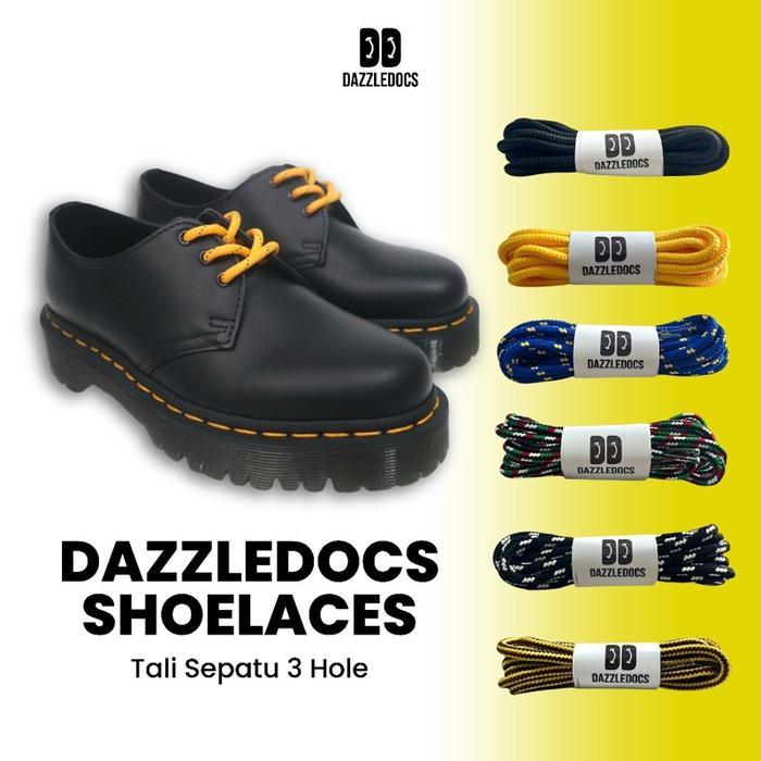 DAZZLEDOCS Tali sepatu boot laces - tali sepatu 3 hole bulat kuning tok hitam 1461 Shoe