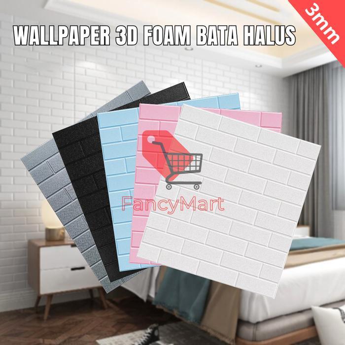 Wallpaper Dinding 3D Foam Bata Halus Dekorasi Stiker Dinding 70 x 77cm