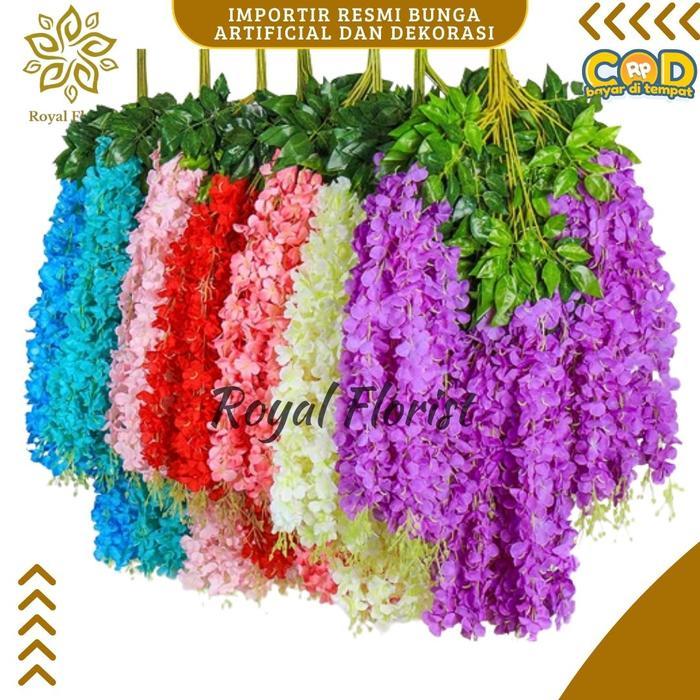 Wisteria Jumbo Lusinan/Bunga Wisteria Juntai Dekorasi Wedding/Bunga Hiasan Dinding (37-42) Terlaris