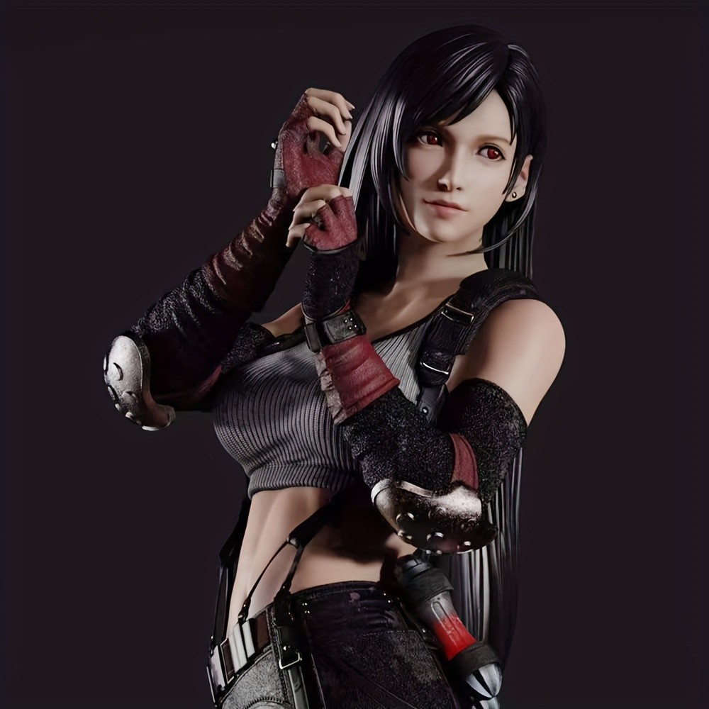 ff7 Tifa Tifa Female Fighter Anime Statue Figure Ornaments Small Gifts Room Decorations Christmas
