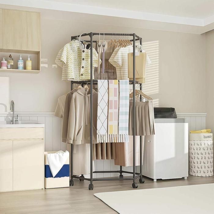 Rak Gantungan Baju Heksagonal Putar 360 Etalase Baju / Stand Hanger Gantungan Baju Segi Enam