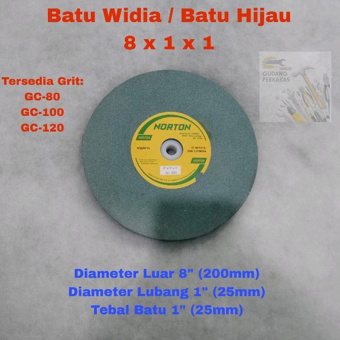 Batu Gerinda Widia 8x1x1 NRTN Batu Asah Grenda Duduk Hujau 8 Inch 8"