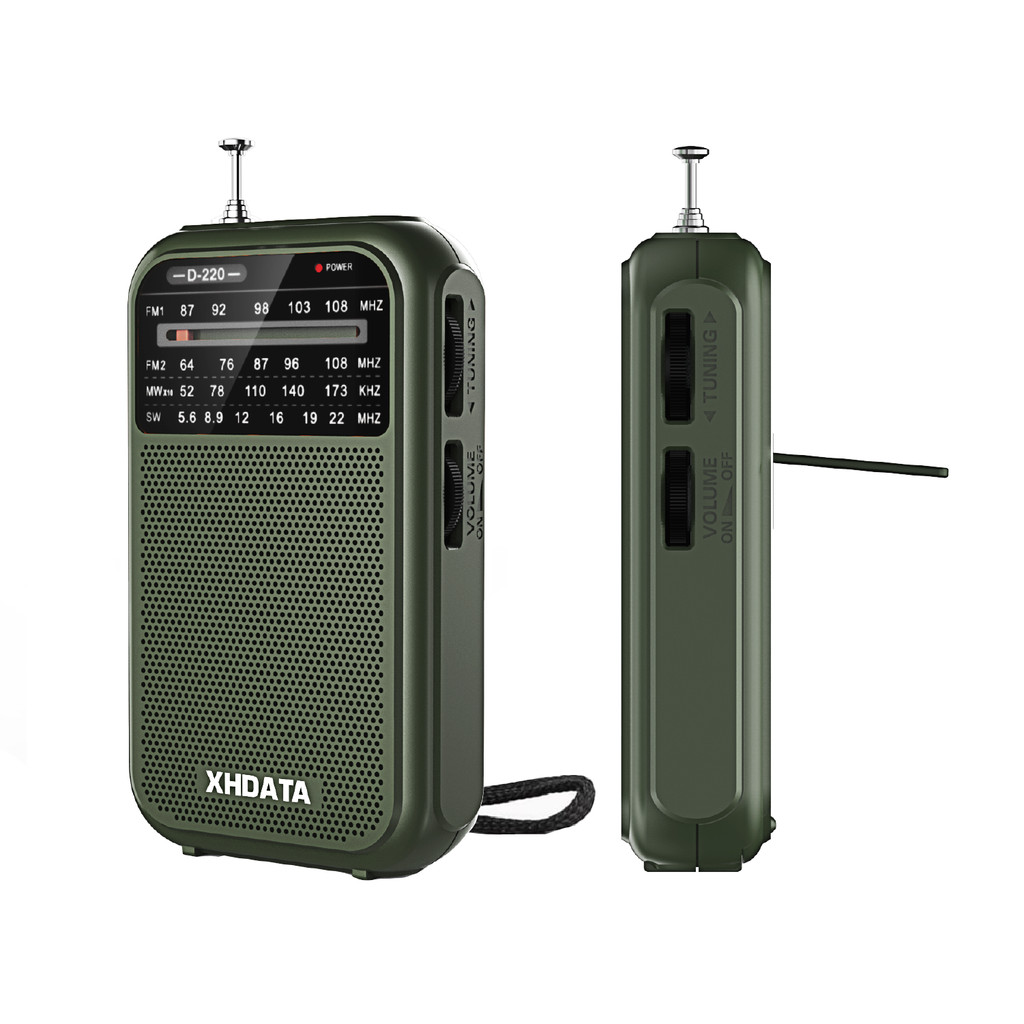 XHDATA D220 Mini Portable Radio Retro Design FM/MW/SW Pocket Radio Good Reception World Receiver DSP