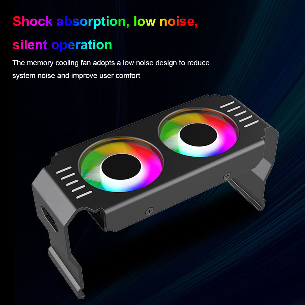 Memory-Chip Heatsink 4Pin PWM/5V 3Pin ARGB PC Memory Cooling Radiator with Dual 120mm Fan for DDR4