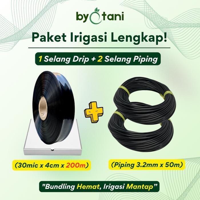Selang Drip 30 Mikron 200 Meter + 2 Selang Piping (Paket Bundling) Pipa IrigasiTetesOtomatis Tanaman