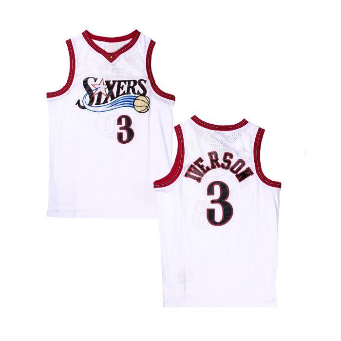 Terbaru Baju Jersey Basket Allen Iverson Philadelphia Sixers Putih