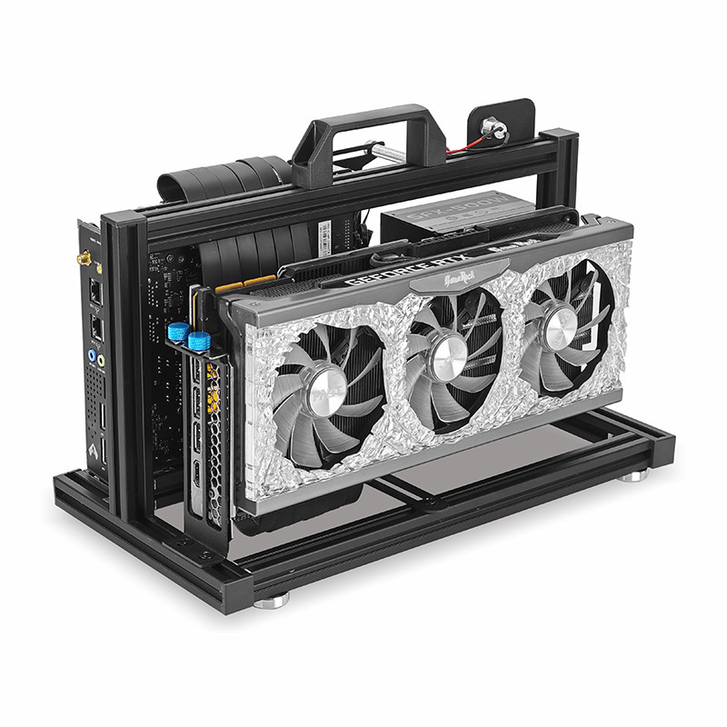METALFISH ITX A4 Aluminum Open Frame Case, Vertical GPU, 240mm Cooler, Mini-ITX Compatible, DIY