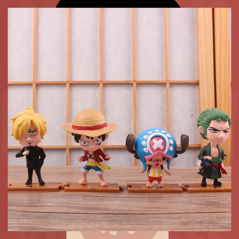 Anime Figure One Piece Monkey D Luffy Roronoa Zoro Kawaii Toys Q-Version Figural Nendoroid Car