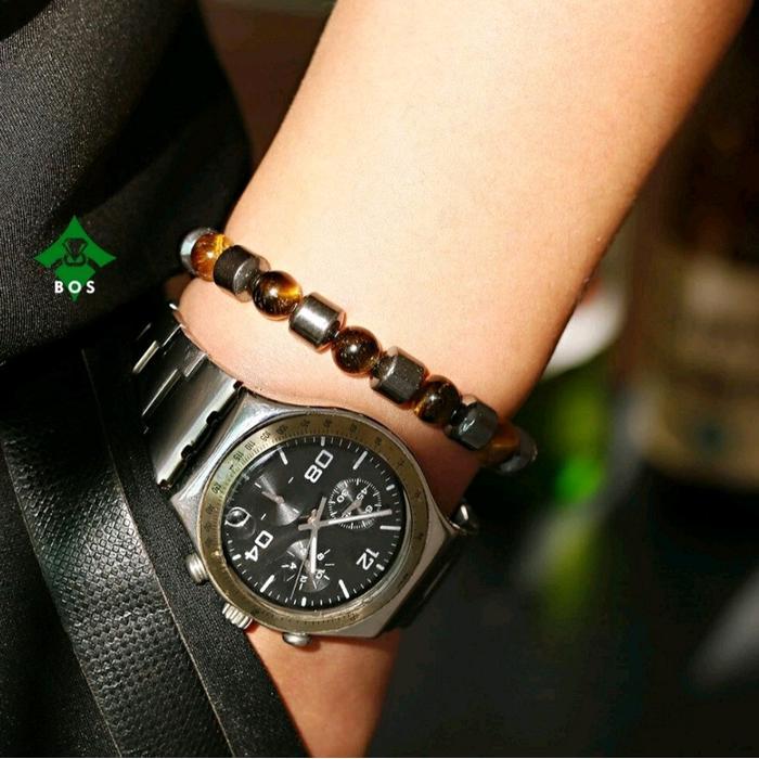 Gelang Tangan Terapi Kesehatan Bio Magnet Guardian Stone Healthy Batu Giok Fengshui Terapi Pria &