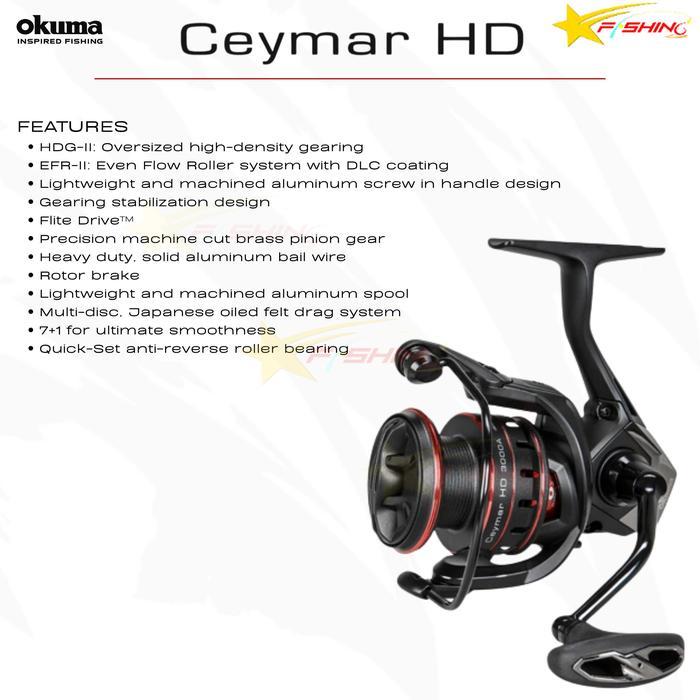 Reel Okuma Ceymar Hd High Density Gearing Ii Oversized Main Gear Spinning Reel Joran Pancing