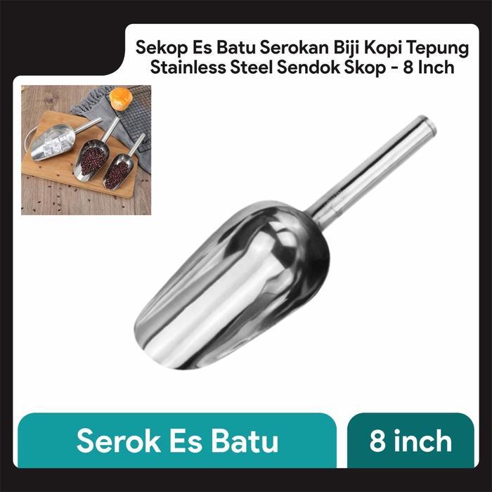 Sekop Es Batu Sendok Serok Es Skop Serokan Biji Kopi Tepung Stainless Steel untuk Franchise Usaha
