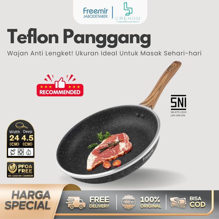 [Crehom] Freemir Wajan Anti Lengket 24 Cm Teflon Penggorengan Frying Anti Mengelupas Set