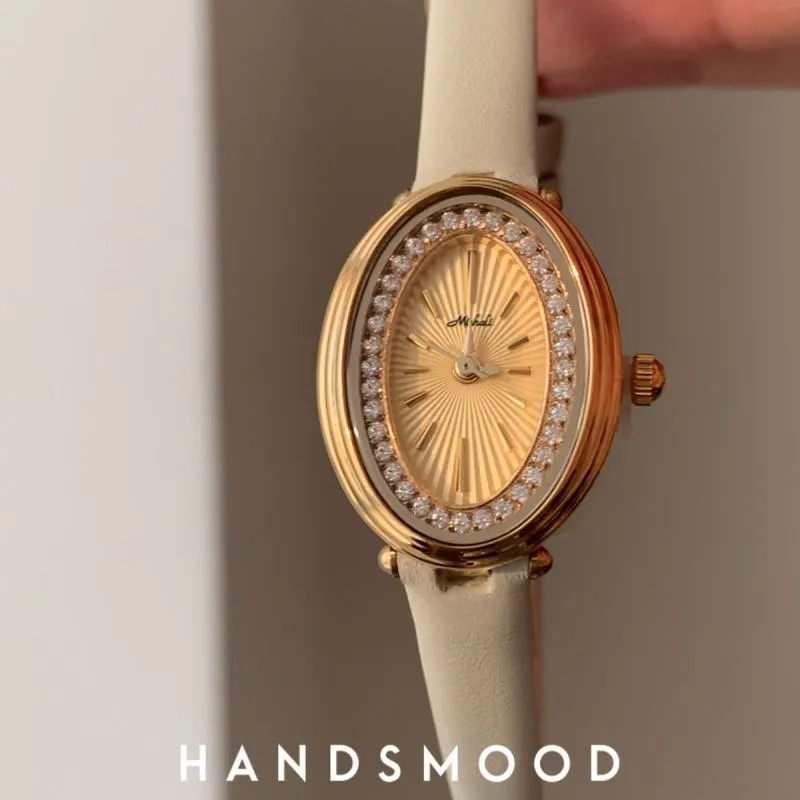 Oval Diamond Watch, Personalized, Exquisite, Fashionable, Genuine Leather Women's Watch, Niche