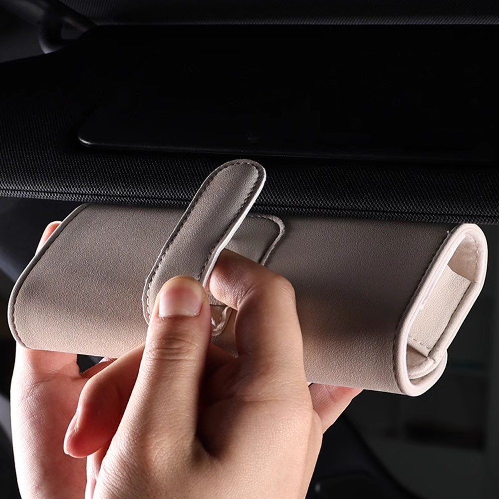 FOR FORD F-150 CHEVROLET SILVERADO JEEP WRANGLER MAGNETIC FLANNEL SUN VISOR EYEWEAR HOLDER CAR