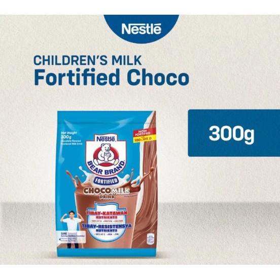 Bear Brand Fortified Choco Kids Milk 300g Nestle Bran Filipina Susu Bubuk Coklat Anak
