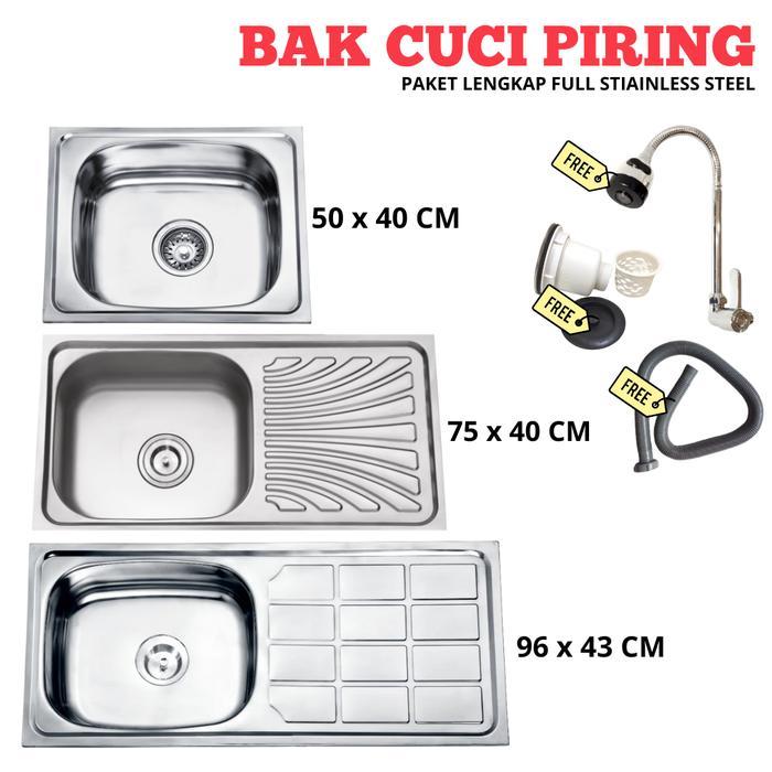 KINCLONG Paket Lengkap bak cuci piring Kitchen Sink cuci piring tempat cuci piring stainless Set