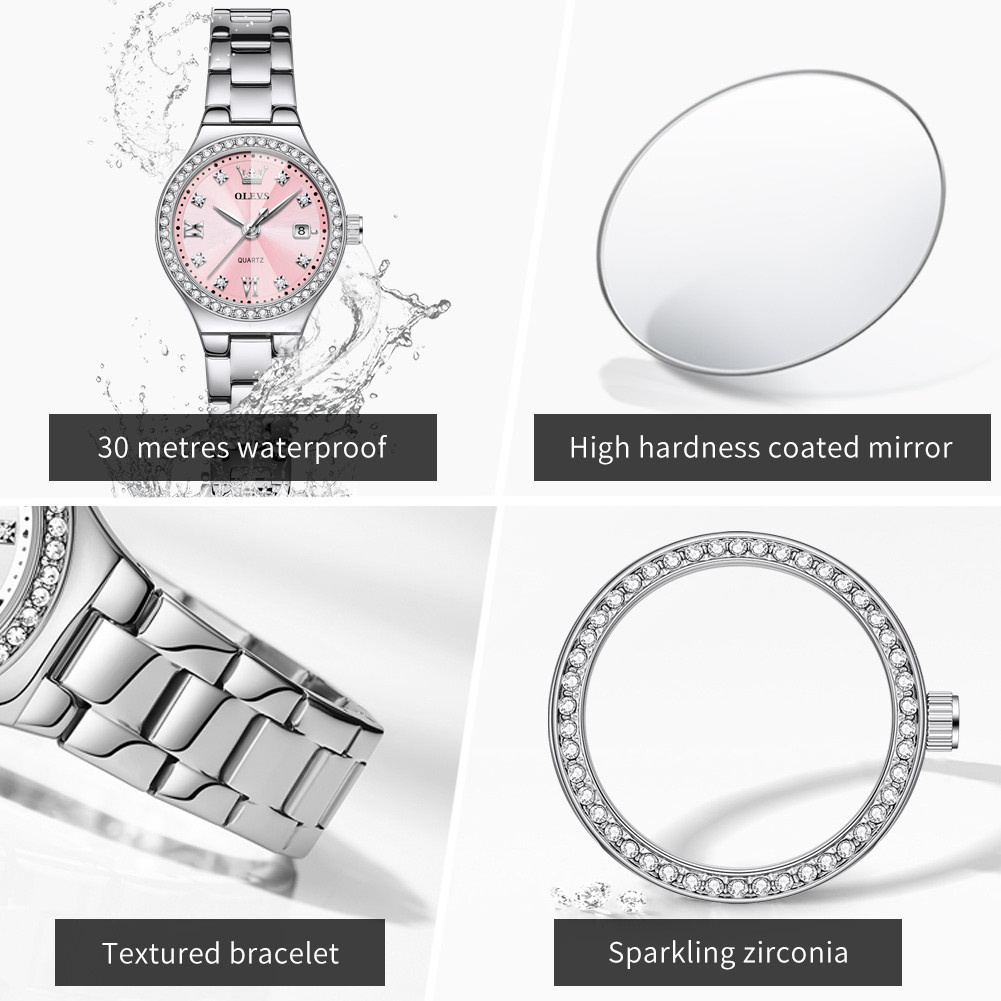 OLEVS Brand Original Quartz Watch Women Watch Fashion Waterproof Luminous Stainless Steel Diamond