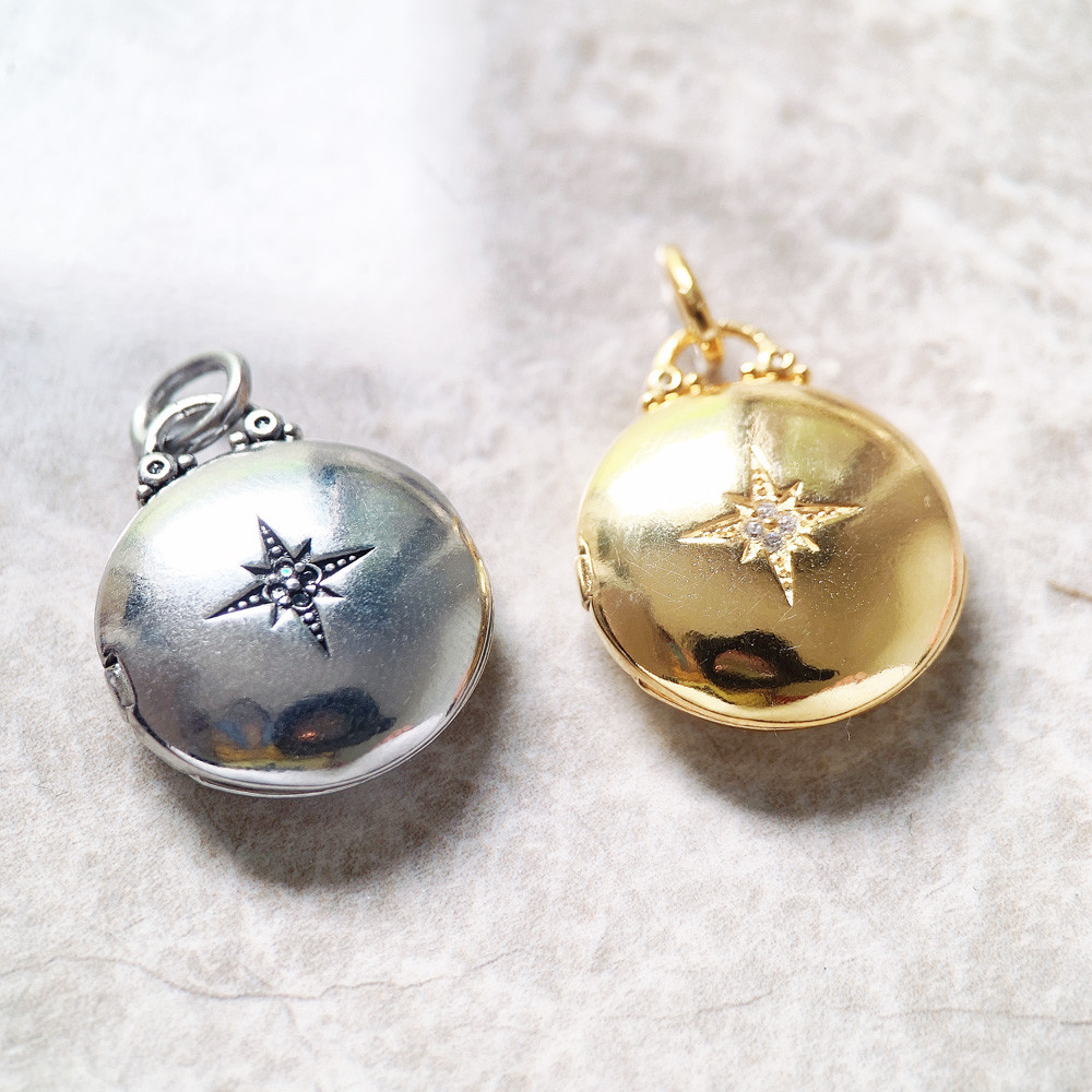 Pendant Round Medaillon With Star Locket Brand New 925 Sterling Silver Jewelry Europe Accessorie