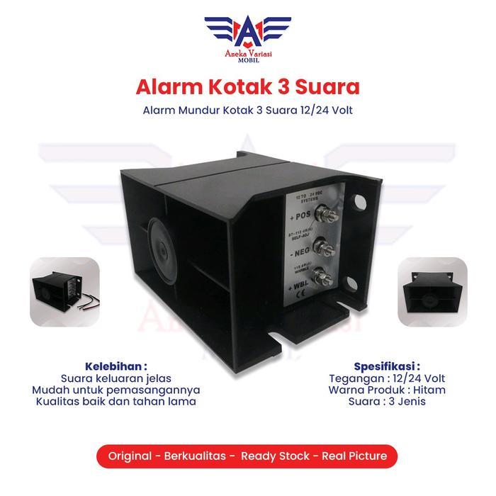 alarm mundur kotak 3 suara truk center 12/24volt rem