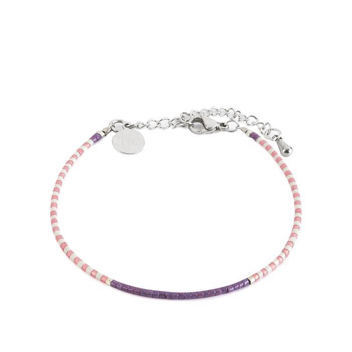Gelang Manik Kaca dengan Tali Ekstender - Warna Ungu, Pink, Hijau, Perak