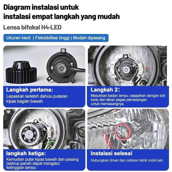 2PCS Projie Led Mobil Mini Projie Y7d H4 Mobil Super Terang Lampu Led Mini PJECTOR PROJIE Y7D SUPER