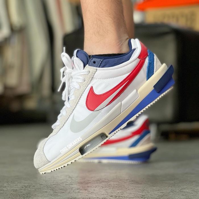 Zoom Cortez Sp X Sacai White University Red Blue - Bnib Original 100%