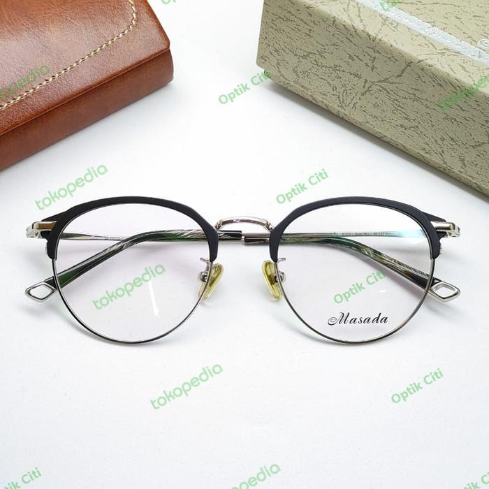 Frame Kacamata Pria Wanita Masada Bulat Titanium 2112 Original