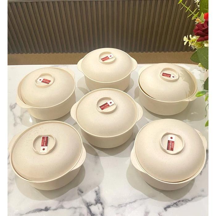 3 - 6 Pcs Mangkok Ramen Tutup Putih Mangkok Ramen Clioplast Mangkok + Tutup rice bowls