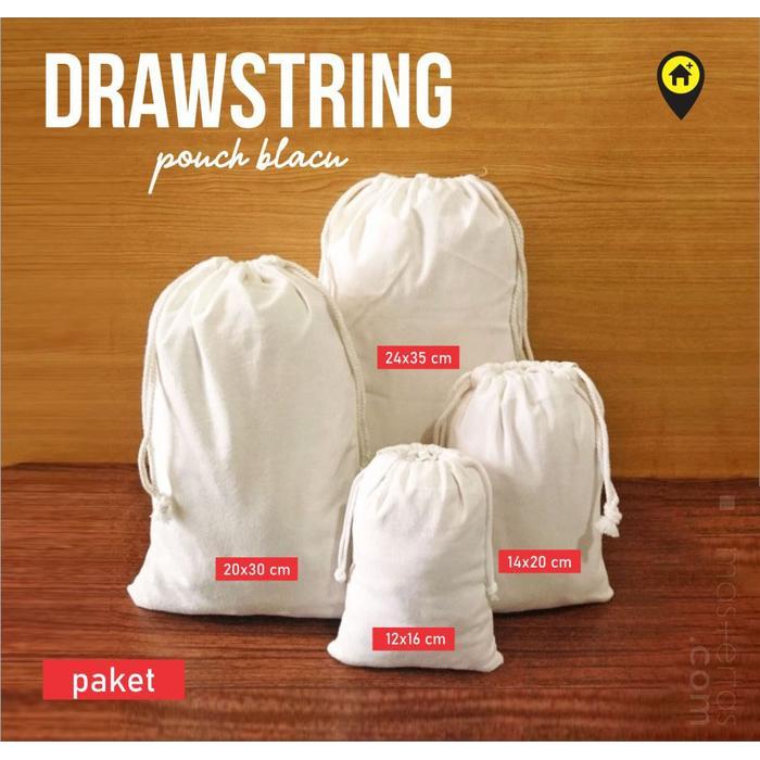 Pouch Keluarga, Ukuran Paket Pouch Keluarga 4 Ukuran Kecil, Sedang, Besar, Jumbo dari Kain Blacu Uku