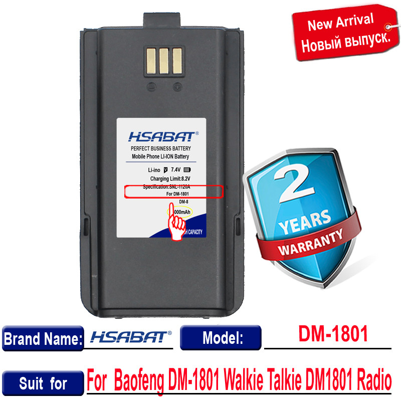 HSABAT DM-1801 3000mAh Battery for Baofeng DM-1801 Walkie Talkie DM1801 DM-860 DM-8 DR-1801UV