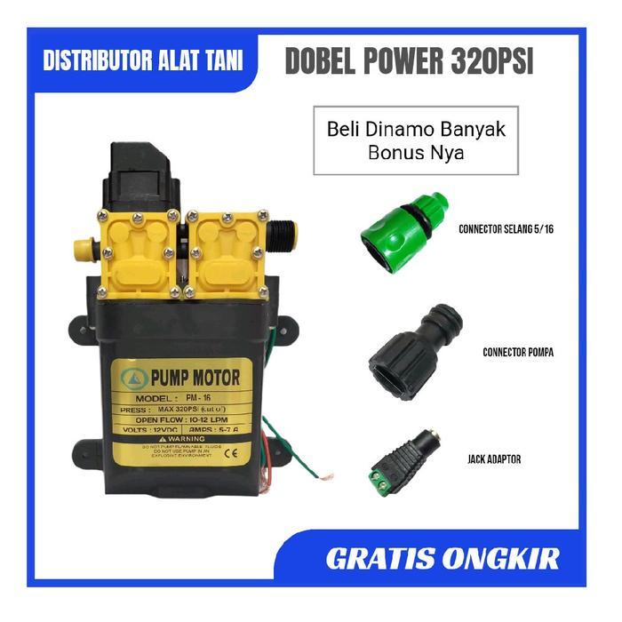 Dinamo Steam 320psi Pompa Dc 12v Dobel Pompa Sprayer Pertanian Dual Power 320psi Bonus Jack Adaptor