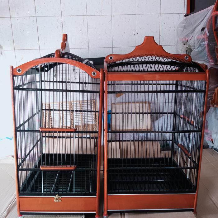 Sangkar Burung Replika Tiang Kotak Warna Coklat Ukuran 40x45 cm
