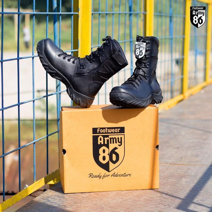 Army86 Sepatu PDL ORION Boots Polri TNI Security satpam Riding hiking kulit asli Original boots