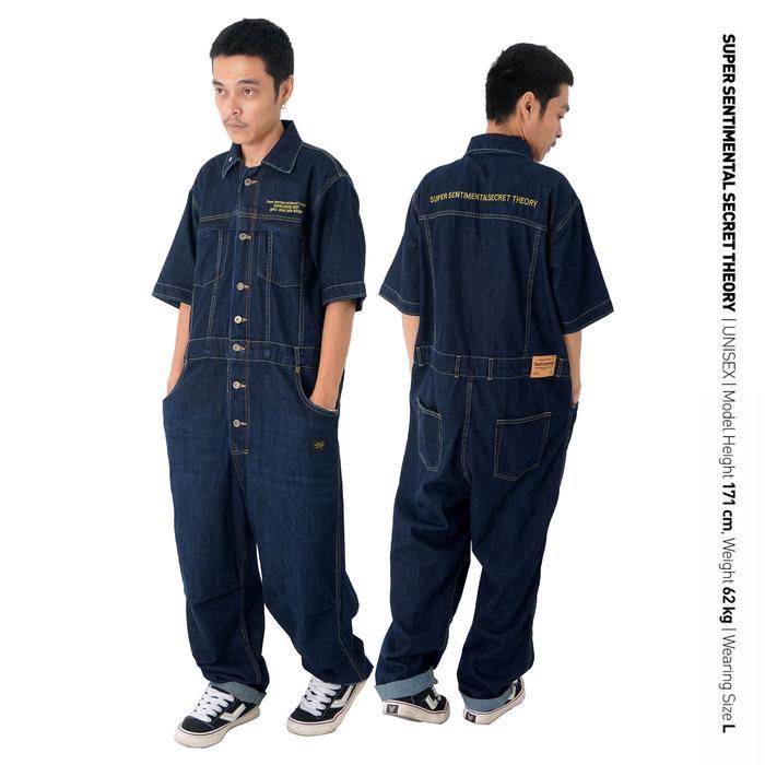 Ssst Coverall Shortsleeve Jumpsuit Denim Indigo Pasti Promo