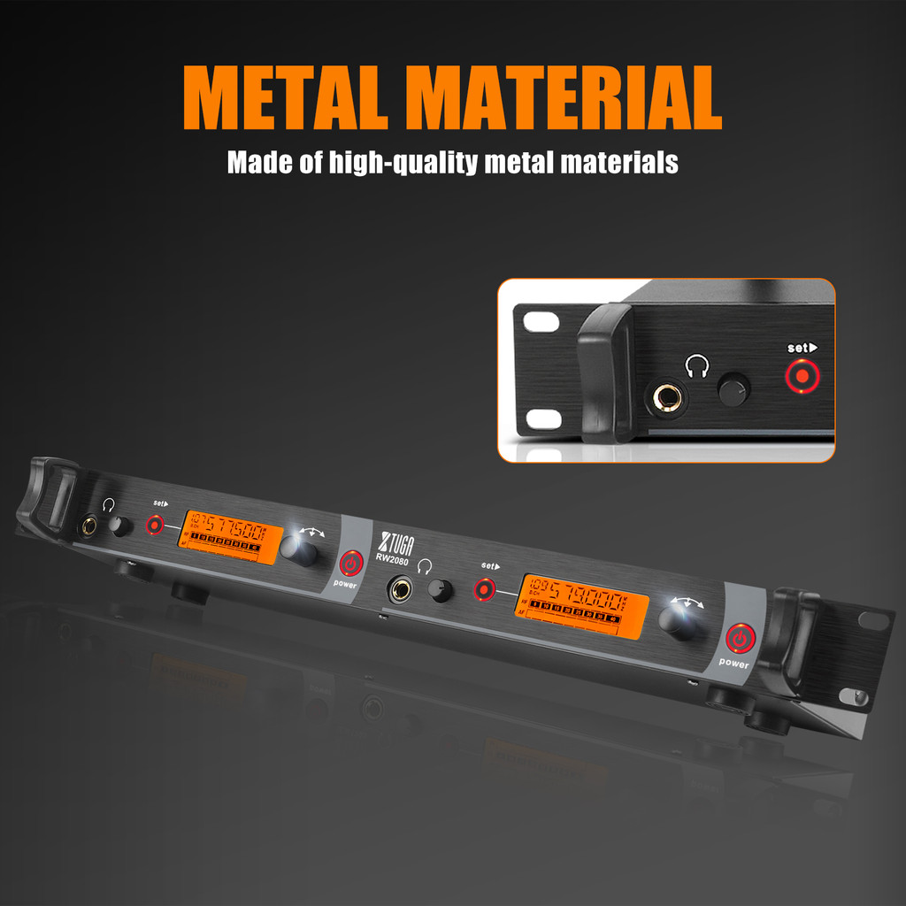 XTUGA RW2080 Half Metal In-ear Monitor Wireless System Multi Transmitter Wireless InEar Monitor