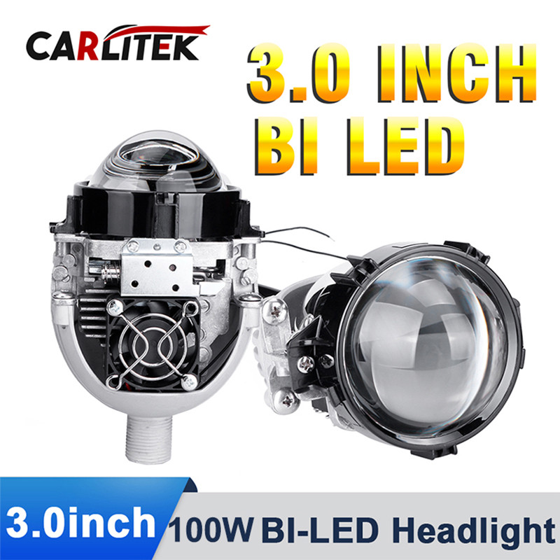 Carlitek 2PCS Bi-LED Projector Lenses H1 Bulb 9005 9006 H4 H7 LED