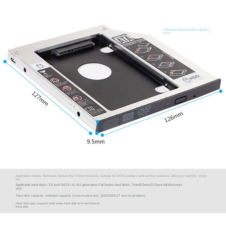 Hdd Caddy SSD SATA 3.0 Hard Disk Enclosure optibay 2.5" Adapter 9.5/12.7mm Caddy Case For Laptop CD