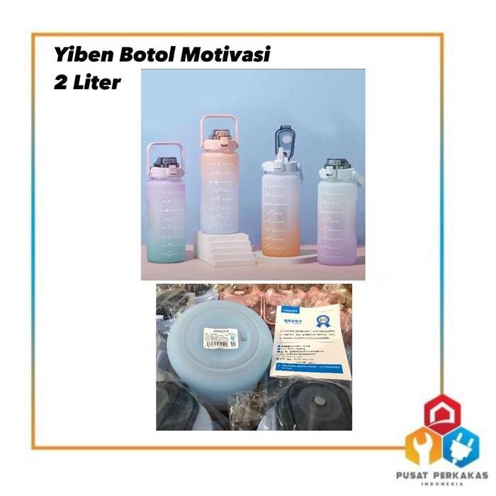Ada Stok YIBEN BOTOL MINUM VIRAL MOTIVASI 2 LITER / BOTOL PENANDA WAKTU