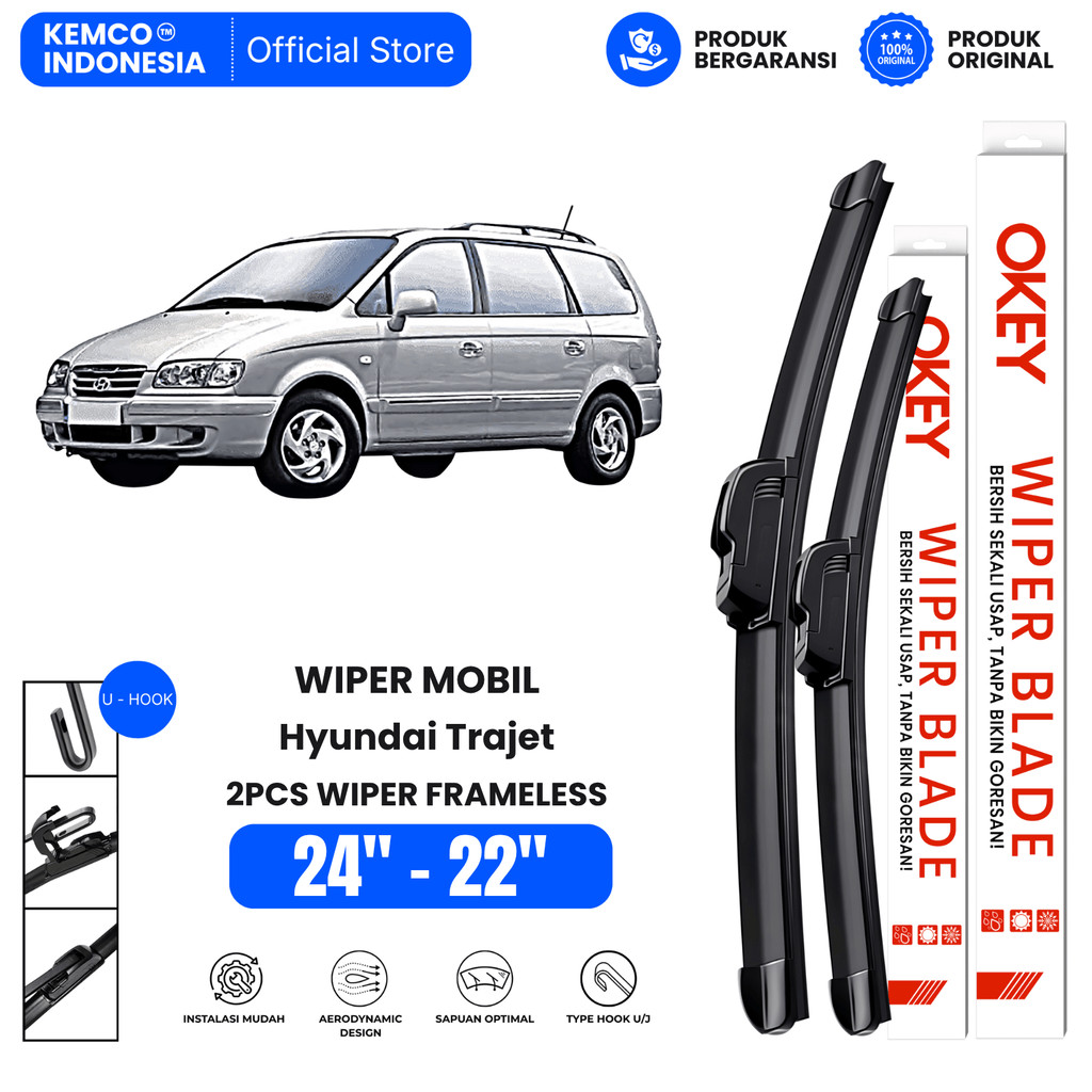 Wiper Hyundai Trajet Frameless Kaca Depan Mobil