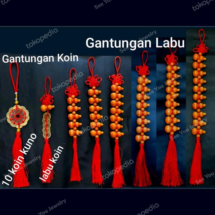 Khusus Grab Gantungan Pintu Rumah / Kaca Spion Mobil Botol Labu Kayu Cina Fengshui