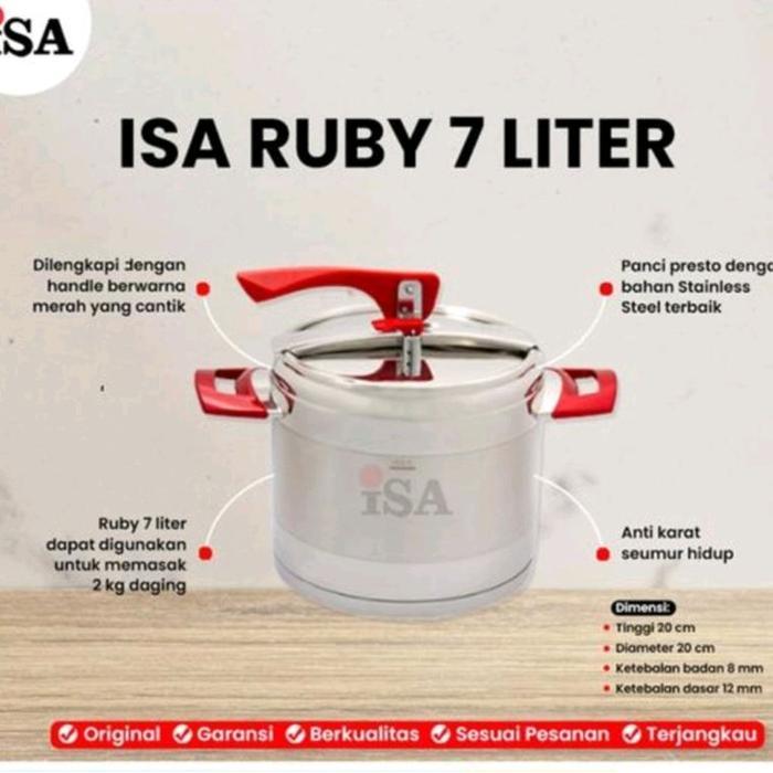 Panci presto ISA RUBY 7 Liter - 5 Liter