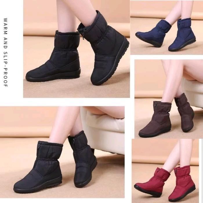 Boots Wanita Musim Sepatu Boots Wanita Musim Dingin / Winter Snow Boots 023 - Hitam, 35 Musim Dingin