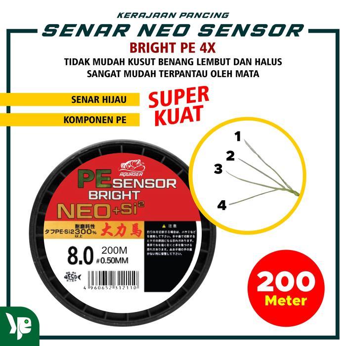 Maguro - Tali Pancing Pe Sensor Bright 200M Warna Hijau Neo+Si2 Ikan Joran Umpan