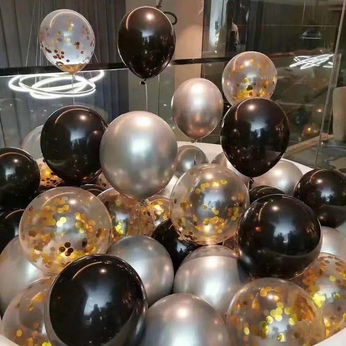 Promo 50 Pcs Balon Metalik Set Balon Konfeti Latex Chrome Emas Biru Merah Perak Untuk Dekorasi